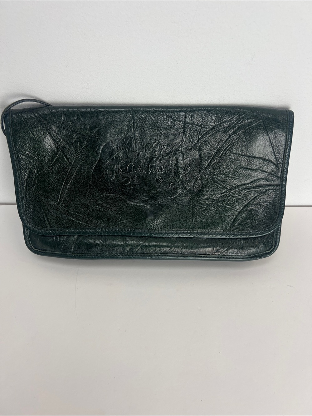 Vintage Carlos Falchi Green Embossed Leather Purse Crossbody Bag The Buffalo